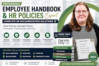 write an employee handbook, HR policies, sops and staff training manual, academy