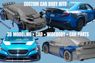3d car model car body kit custom widebody kit car parts automotive cad 3d print