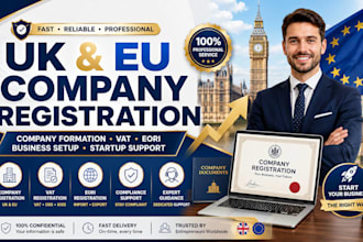register your UK or eu company, vat and startup business support