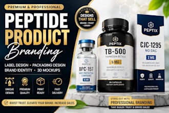 do premium peptide product branding, label, packaging and supplement design