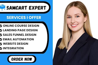 build samcart sales funnel, landing page, checkout and online store