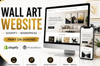 build a wall art website, canvas print store, print on demand shopify store