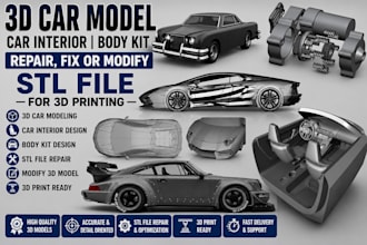 3d car model car interior bodykit repair fix or modify stl file for 3d printing