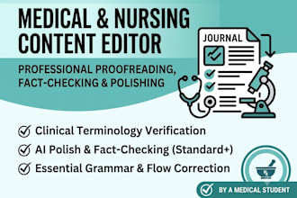 fact check, proofread and edit your medical or nursing content