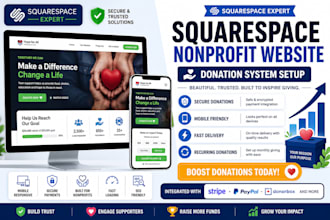 create squarespace landing page donation system setup for non profit charity we