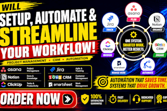 set up automate asana, notion, clickup, jira, zoho CRM monday CRM n8n automation