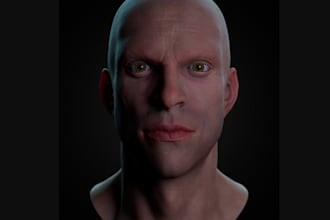create aaa realistic 3d human head for games, film, unreal engine and vfx