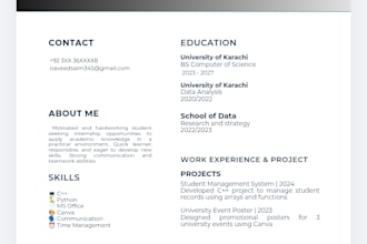 design modern student CV and resume in canva