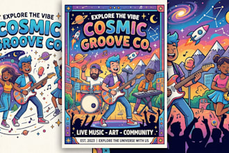 unique psychedelic illustrations for posters
