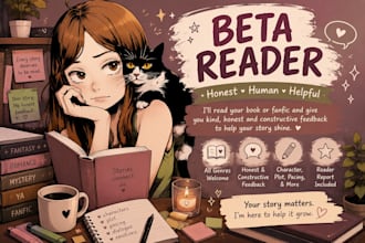 beta read your book or fanfiction with honest feedback