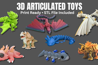 create an articulated 3d toy model for 3d printing
