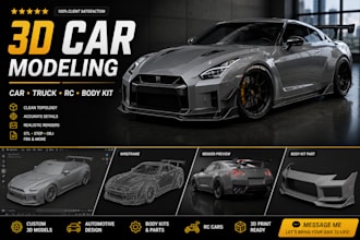 do 3d car modeling rc part rendering 3d truck body kit automotive vehicle design