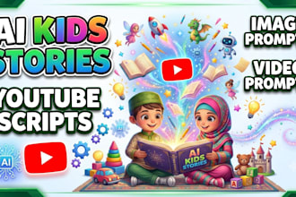 create ai kids stories, image prompts and video   youtube