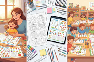 illustrate custom worksheets and activity books for kids
