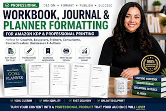 professionally format your workbook journal or planner for amazon KDP