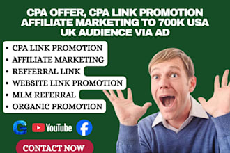 cpa offer, CPA link promotion affiliate marketing to 700k USA UK audience via ad