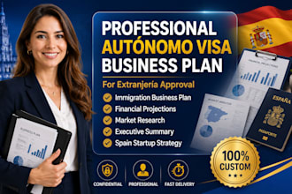 write a professional business plan for autonomo visa and extranjería approval