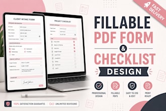 design fillable pdf form, checklist and interactive workbook