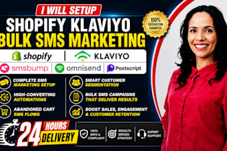 setup shopify klaviyo bulk SMS marketing klaviyo smsbump omnisend postscript