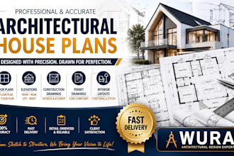draw architectural house plans, elevations and construction building