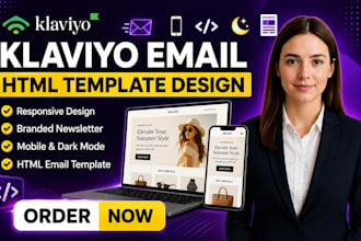 design klaviyo branded HTML responsive email template newsletter mobile dark mod