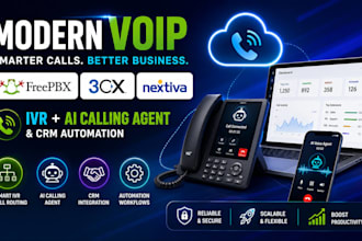 configure voip IP pbx 3cx nextiva IVR with ai calling agent and CRM automation