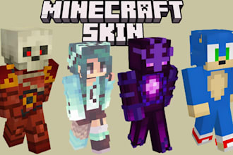 create HD minecraft skin for java, bedrock  and pvp