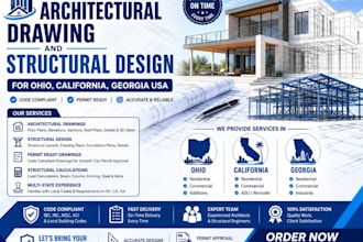 do architectural drawing and structural design for ohio, california, georgia USA