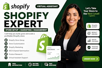 create  virtual assistant, shopify, shopify marketing, shopify expert