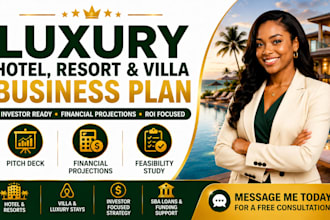 write luxury hotel resort villa business plan with ROI and financial projections