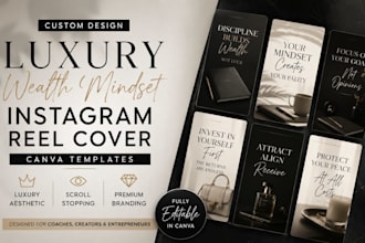 design luxury wealth mindset instagram reel cover canva templates for coaches