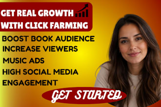 grow music streams, do click farming and website traffic with organic promotion
