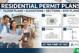 draw residential permit plans floor plans elevations sections and site plans