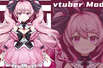 create a professional live2d vtuber model art for vtubing, twitch, youtube