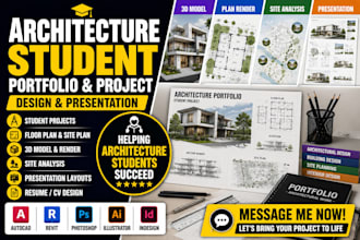 help architecture student portfolio, project and presentation design