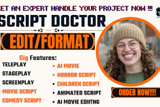 write a cinematic movie script, feature film screenplay, or TV series script