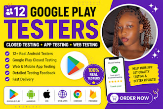 provide 12 testers for google play closed testing 20 app testing web testing