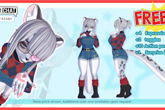 do custom vrchat furry avatar fursona facial rig 3d model vrc anime nsfw avatar