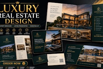 design luxury real estate brochure, property listing presentation, marketing kit