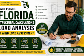 provide florida structural calculations load analysis and wind load assessment