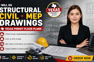 structural, civil, mep drawing, engineer  for texas, floor plan