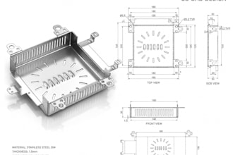 design dfm sheet metal enclosure 3d cad model technical drawings for manufacture