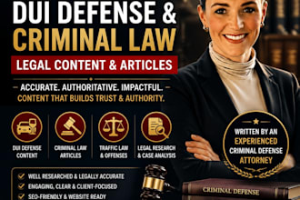 write dui defense and criminal law  articles with legal research