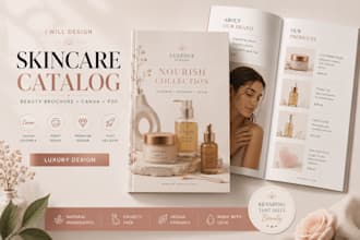 create beauty product catalog canva skincare brochure design pdf