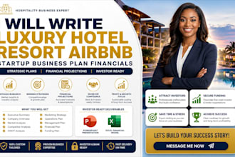 write luxury hotel resort airbnb startup business plan financials