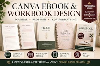 canva ebook design workbook design redesign journal design kdp workbook format