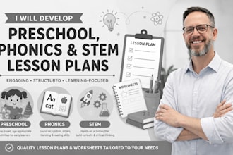develop preschool, phonics and stem lesson plans with worksheets