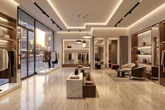 design detail office showroom interior business center renovation 3d rendering