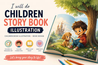 do children story book illustration, children book illustration, book design