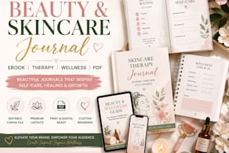 design beauty skincare journal ebook canva selfcare therapy wellness pdf